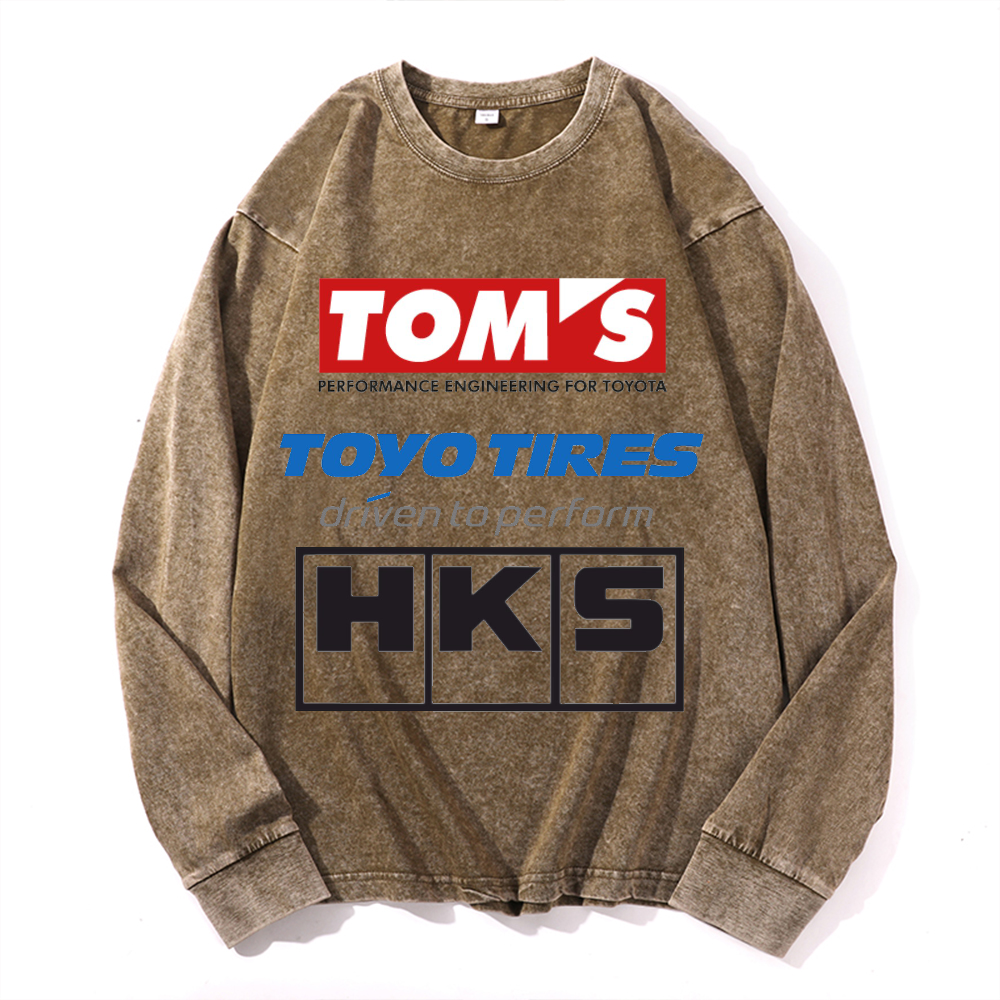 Tom's, Toyo Tires, HKS Vintage Cotton Wash Crewneck Sweatshirt
