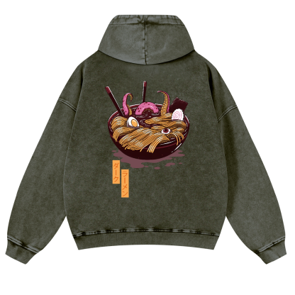 Ramen Vintage Washed Cotton Back Art Hoodie