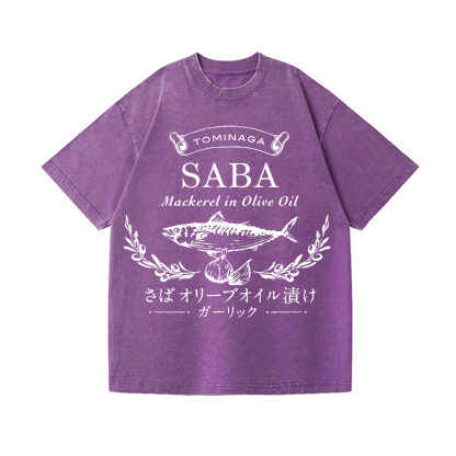 Mackerel Fish Vintage Wash Japanese Design T-Shirt