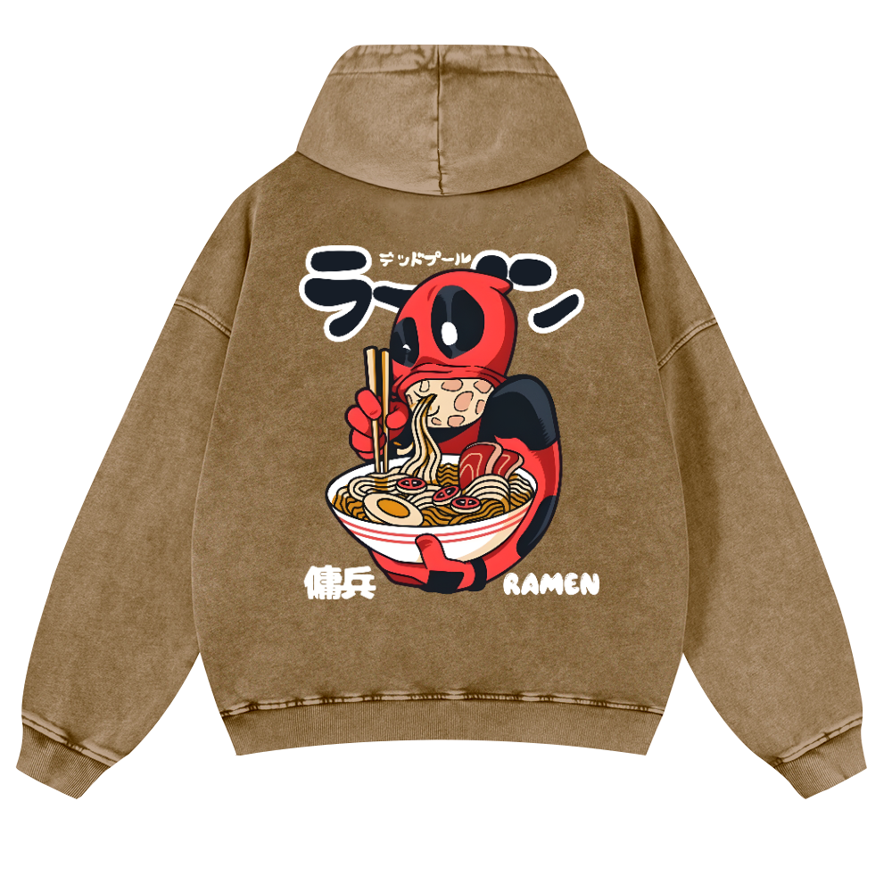 Ramen Hero Vintage Washed Cotton Back Art Hoodie