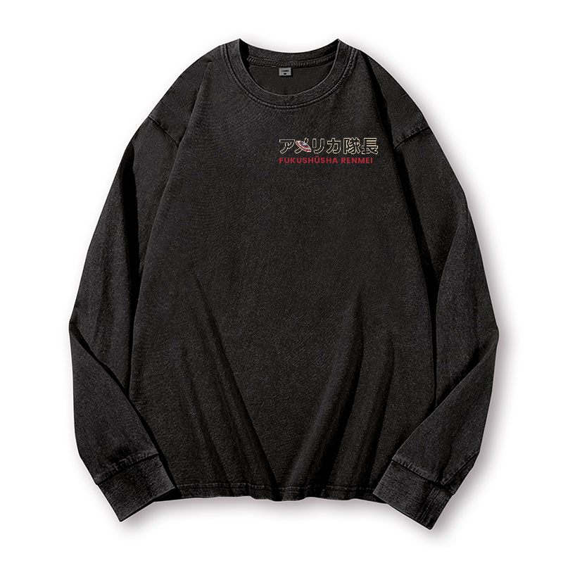 Vintage Washed Cotton Back Art Long-sleeve T-shirt