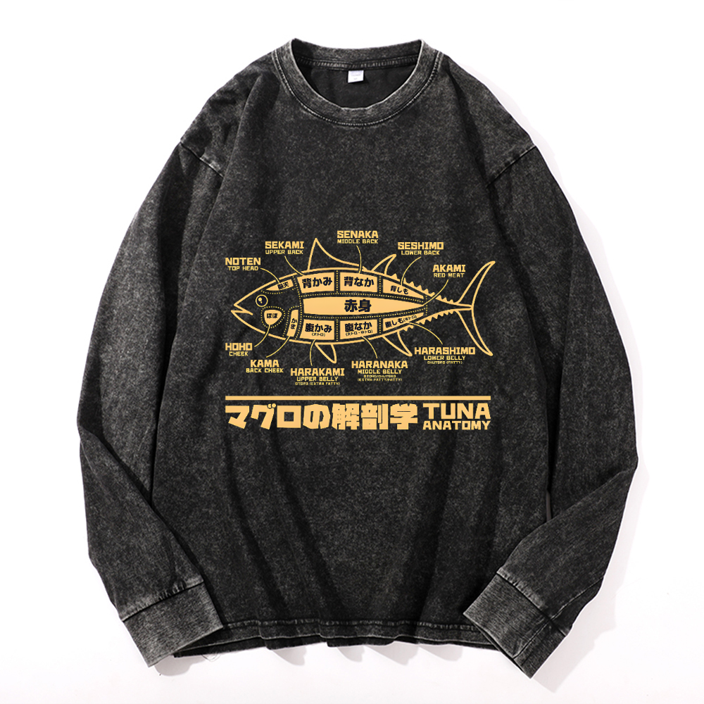 Tuna Fish Vintage Cotton Wash Crewneck Sweatshirt