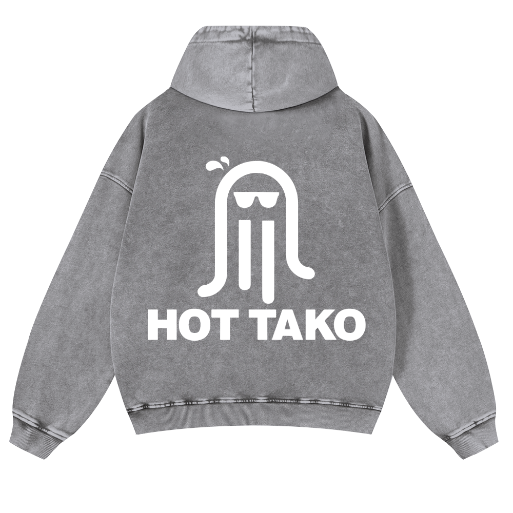 Hot Tako Vintage Washed Cotton Back Art Hoodie