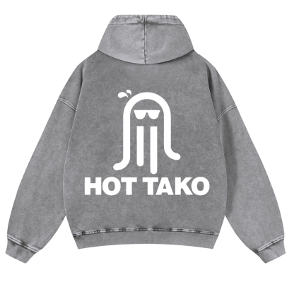 Hot Tako Vintage Washed Cotton Back Art Hoodie