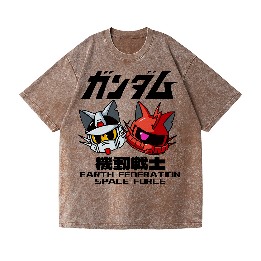 Earth Federation Forces Vintage Wash Japanese Design T-Shirt