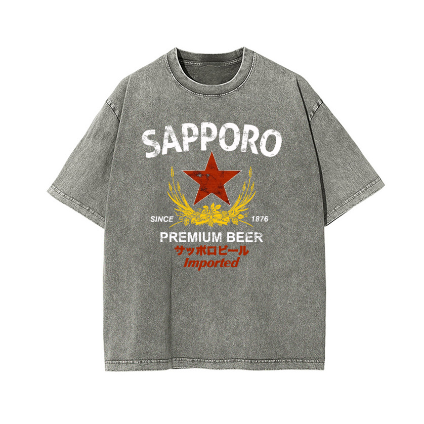 Sapporo Beer Vintage Wash Japanese Design T-Shirt
