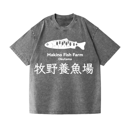Makino Fish Farm Okutama Vintage Wash Japanese Design T-Shirt