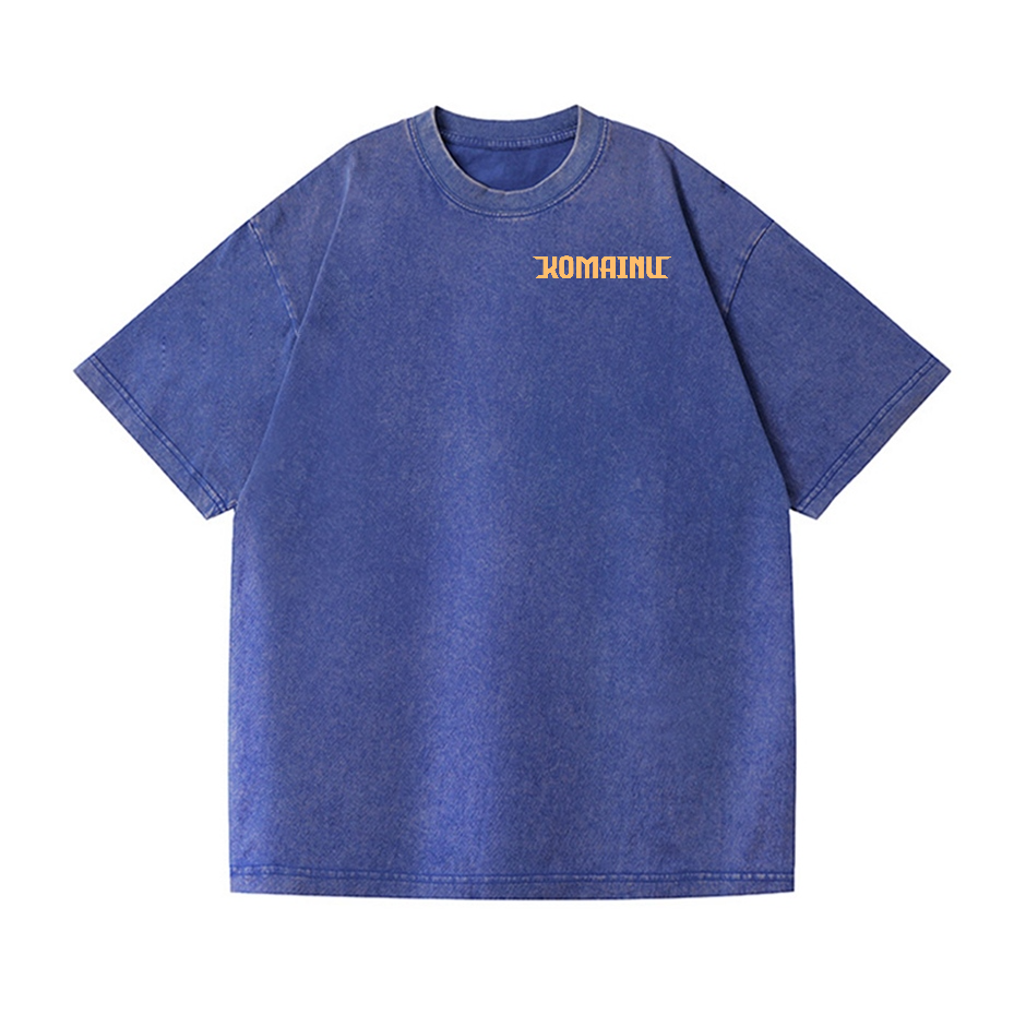 Komainu Vintage Wash Japanese Design Back Art T-Shirt