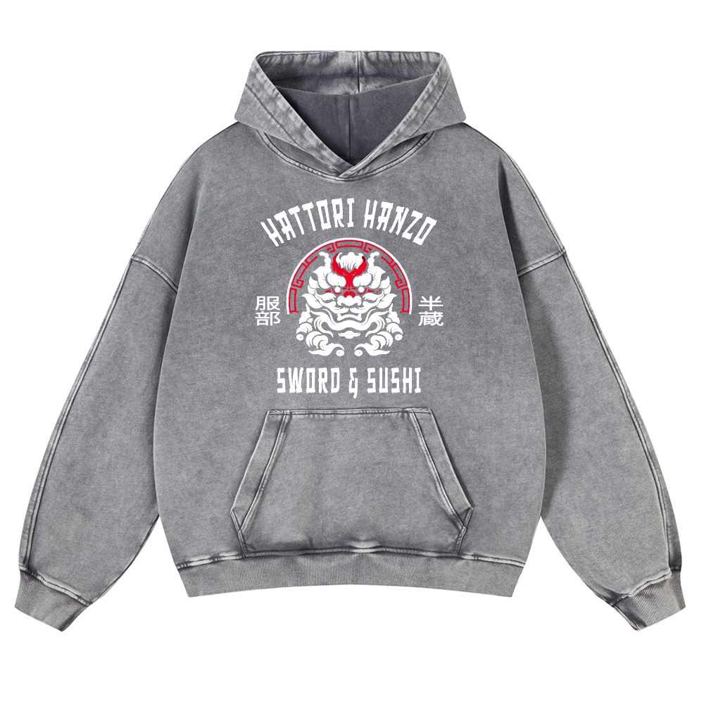 Hattori Hanzo Vintage Washed Thick Cotton Hoodie