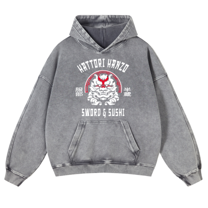 Hattori Hanzo Vintage Washed Thick Cotton Hoodie