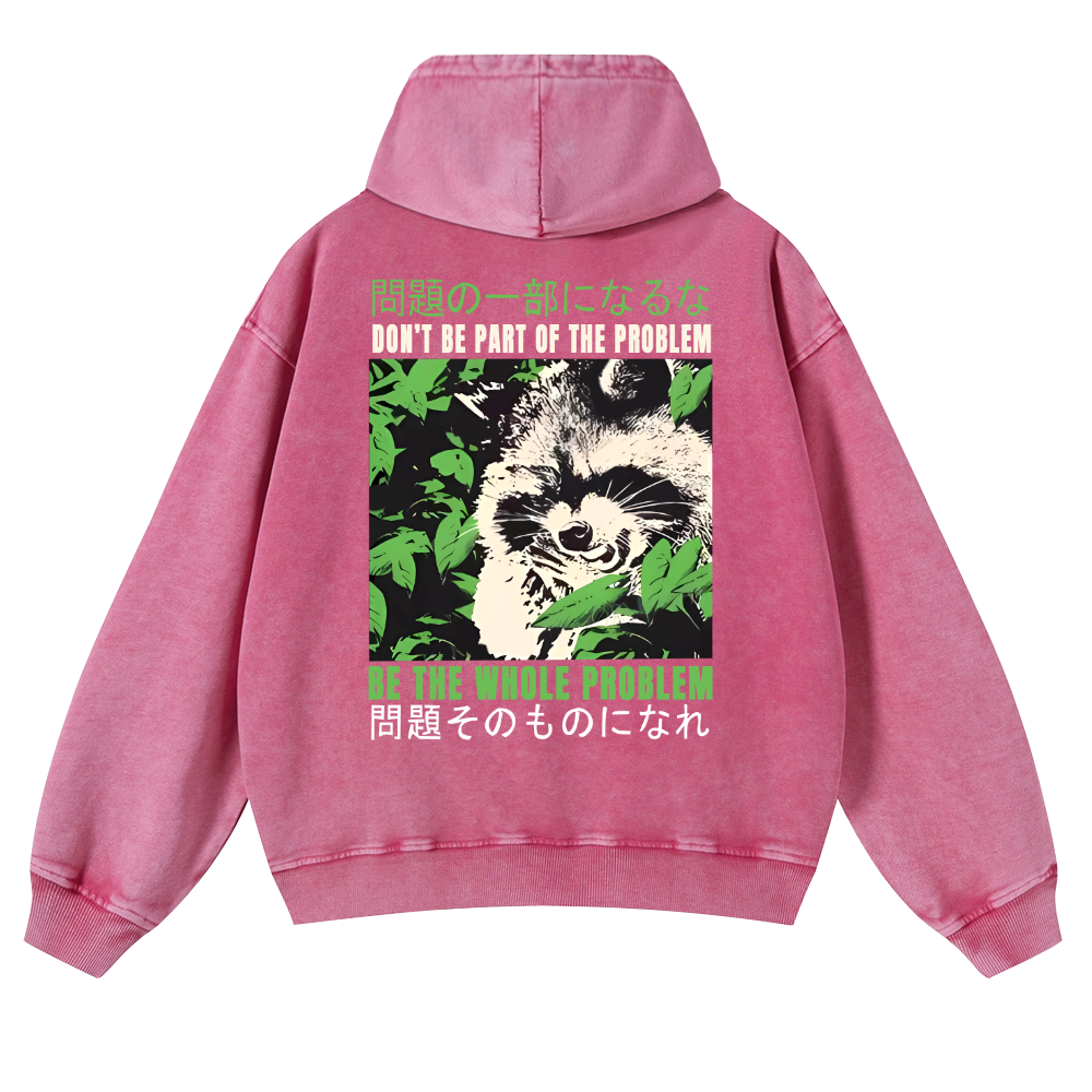 Raccoon Vintage Washed Cotton Back Art Hoodie