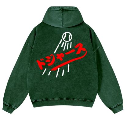 Baseball Vintage Washed Cotton Back Art Hoodie