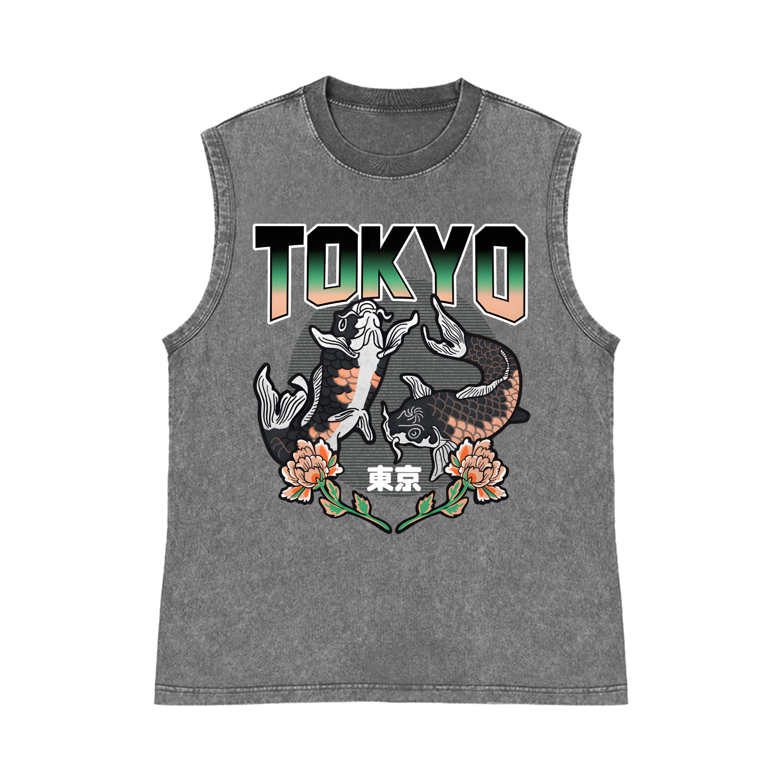 Tokyo Japan Pure Cotton Wash-Dyed Sleeveless Tank Top