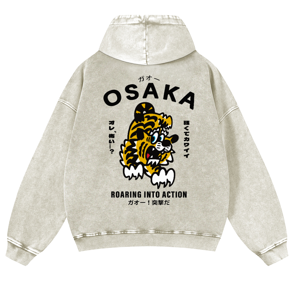 Osaka Tiger Vintage Washed Cotton Back Art Hoodie