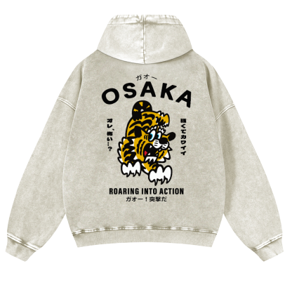 Osaka Tiger Vintage Washed Cotton Back Art Hoodie
