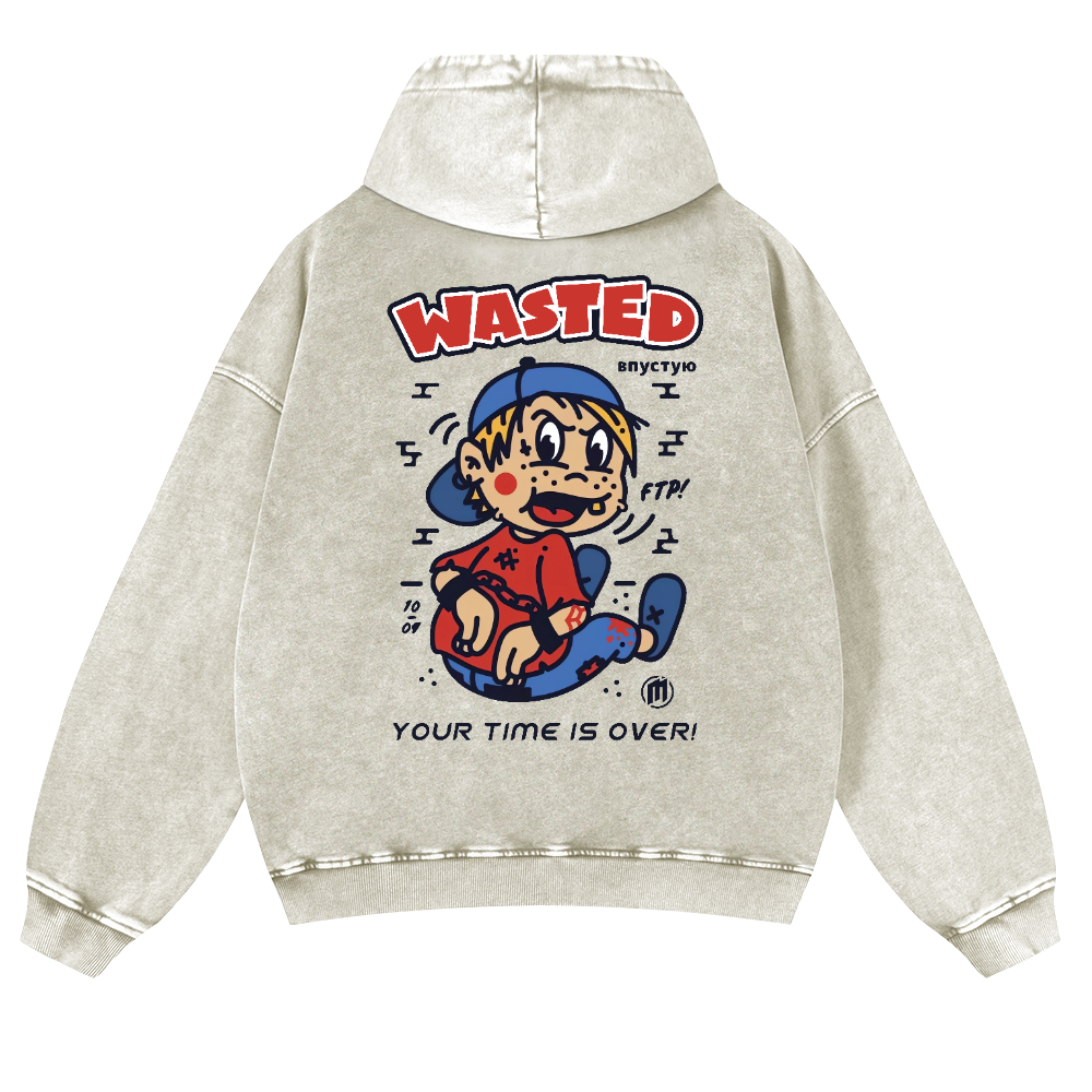 Wasted Vintage Washed Cotton Back Art Hoodie
