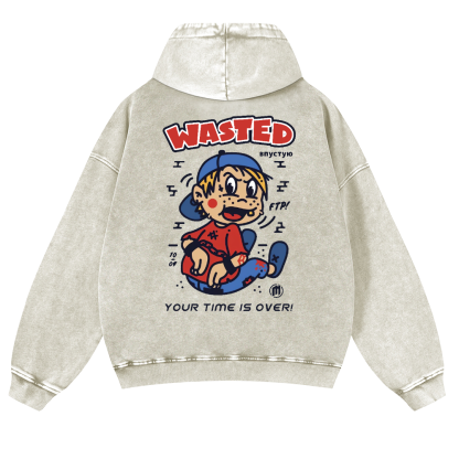 Wasted Vintage Washed Cotton Back Art Hoodie