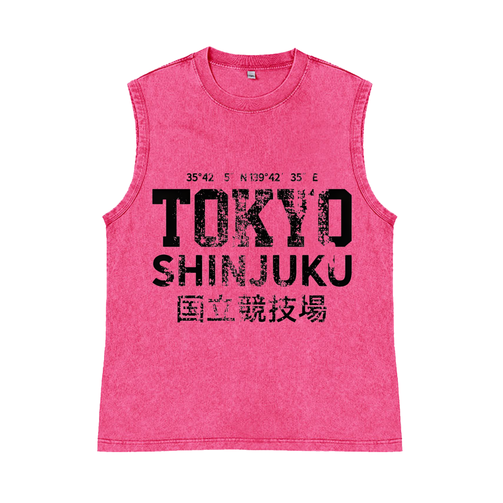 Tokyo Shinjuku Pure Cotton Wash-Dyed Sleeveless Tank Top