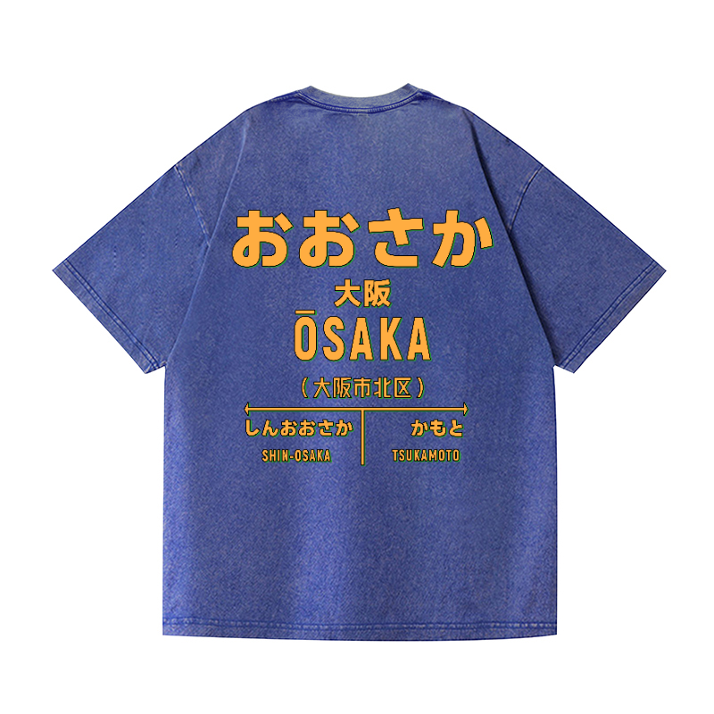 Osaka Vintage Wash Japanese Design Back Art T-Shirt