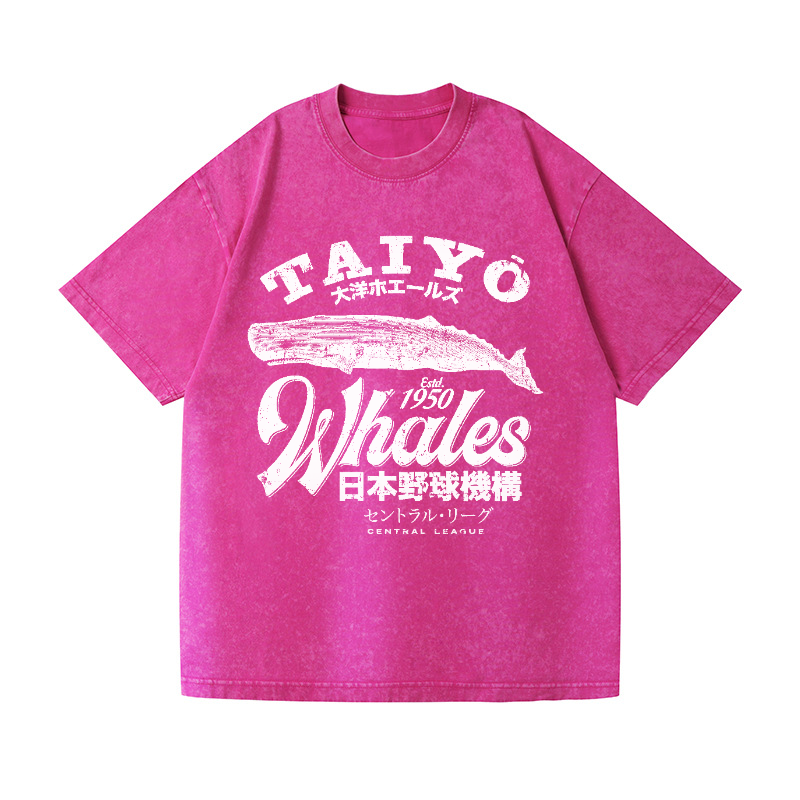 Taiyo Whales Central League Team Vintage Wash Japanese Design T-Shirt