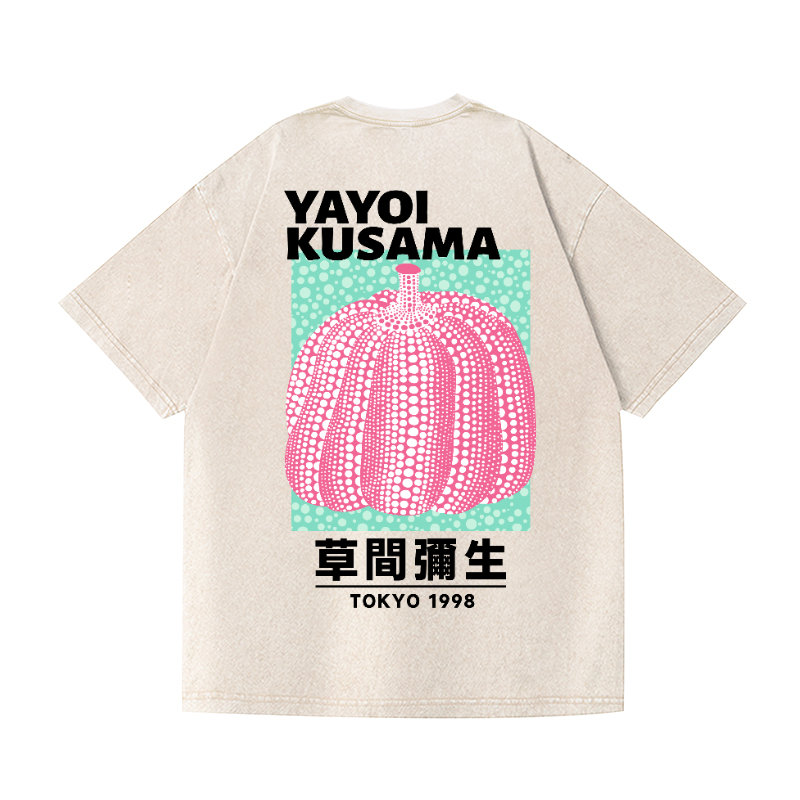 Yayoi Kusama Pumpkin Vintage Wash Japanese Design Back Art T-Shirt