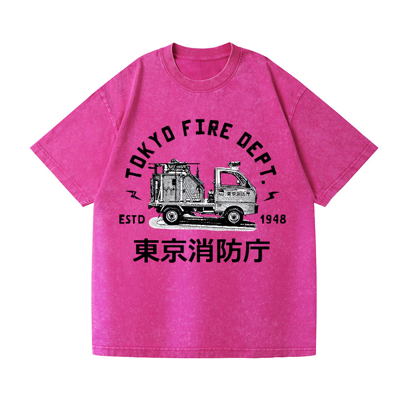 Mini Fire Truck Vintage Wash Japanese Design T-Shirt