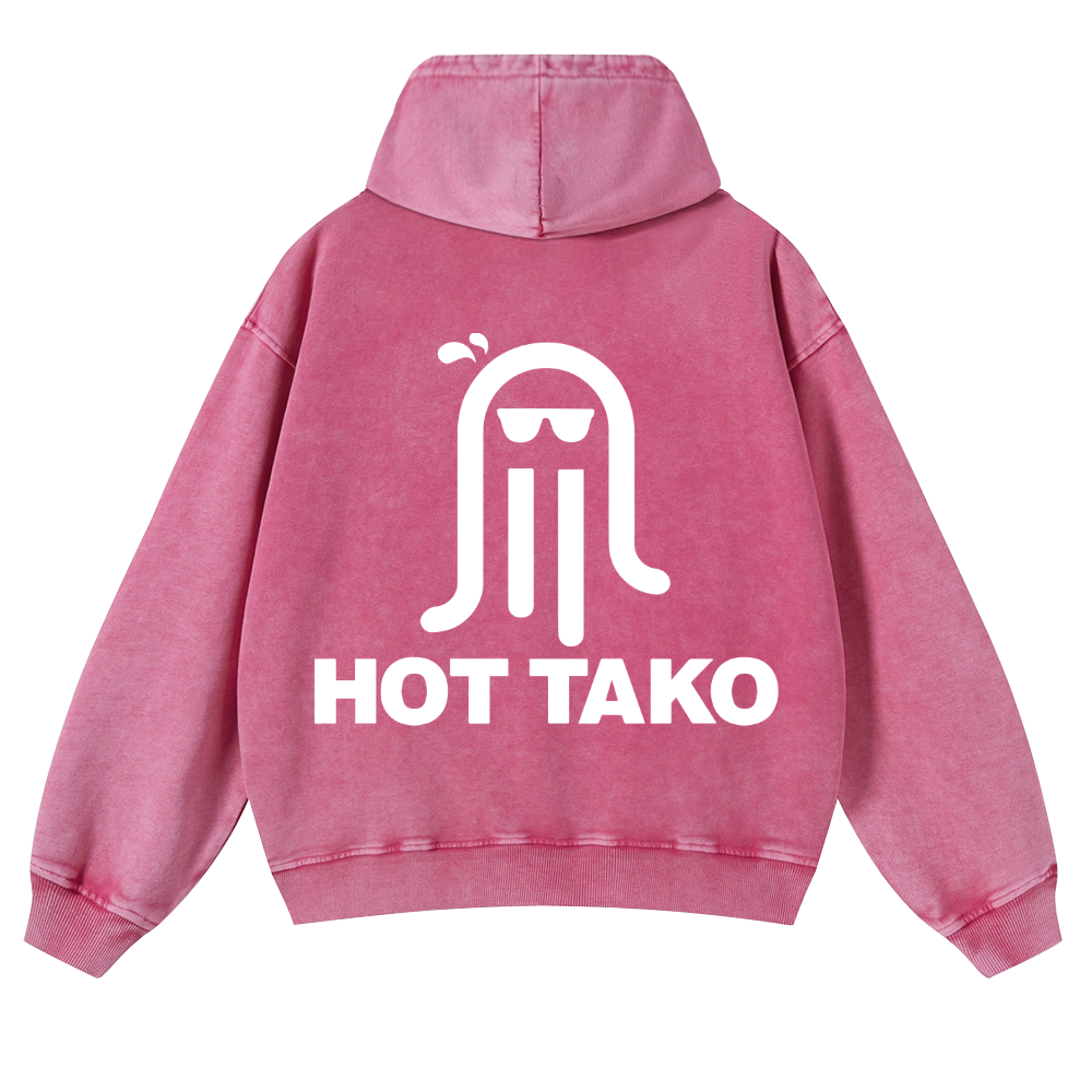 Hot Tako Vintage Washed Cotton Back Art Hoodie