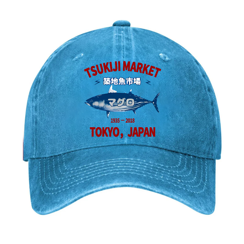 Tsukiji Market Tuna Fish Tokyo Japan Vintage Cotton Cap