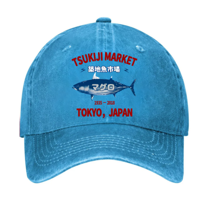 Tsukiji Market Tuna Fish Tokyo Japan Vintage Cotton Cap