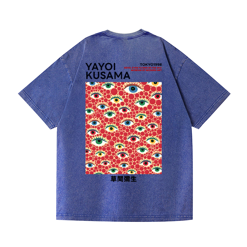 Yayoi Kusama Eyes Vintage Wash Japanese Design Back Art T-Shirt