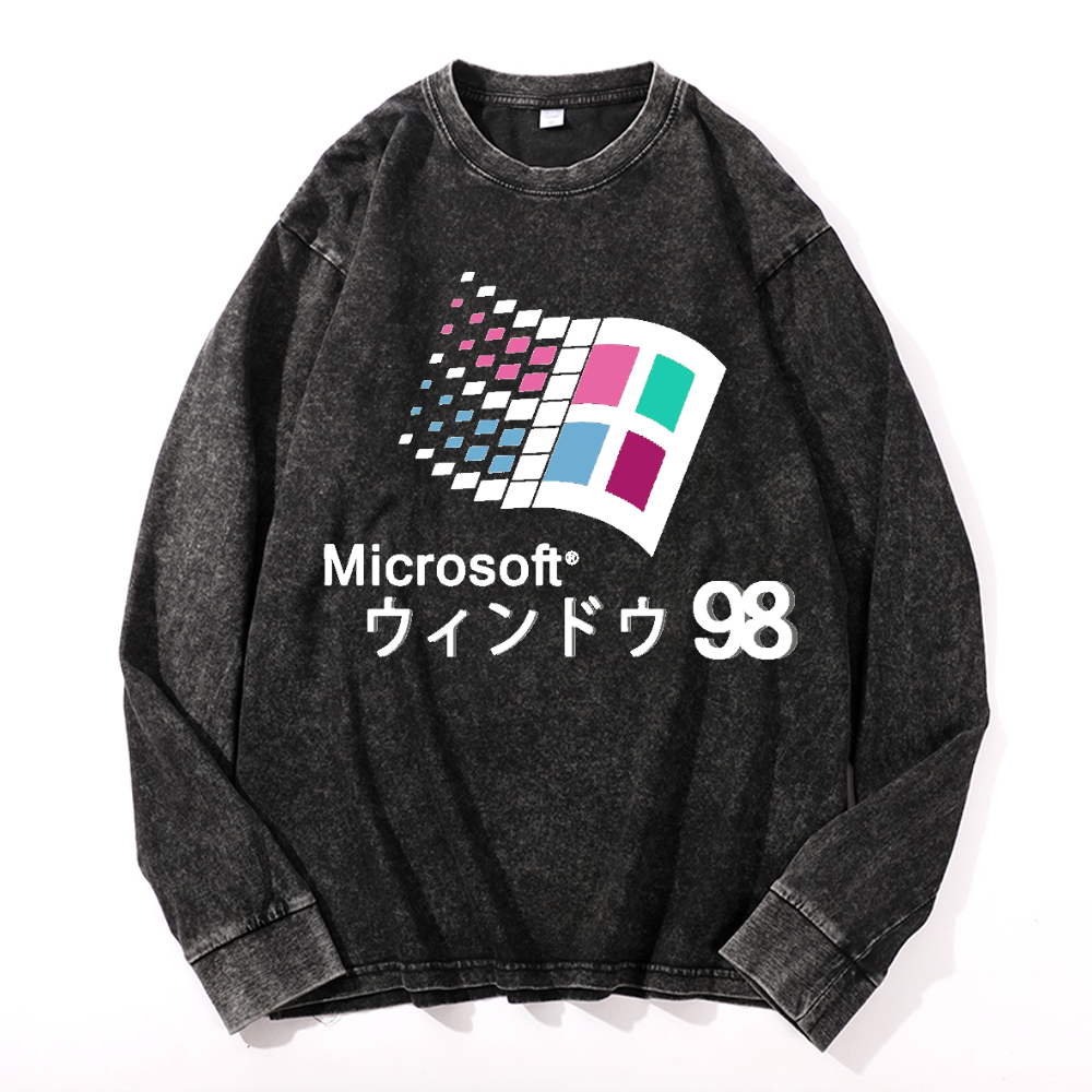 Microsoft Windows 98 Vintage Cotton Wash Crewneck Sweatshirt