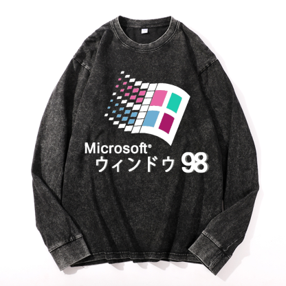 Microsoft Windows 98 Vintage Cotton Wash Crewneck Sweatshirt
