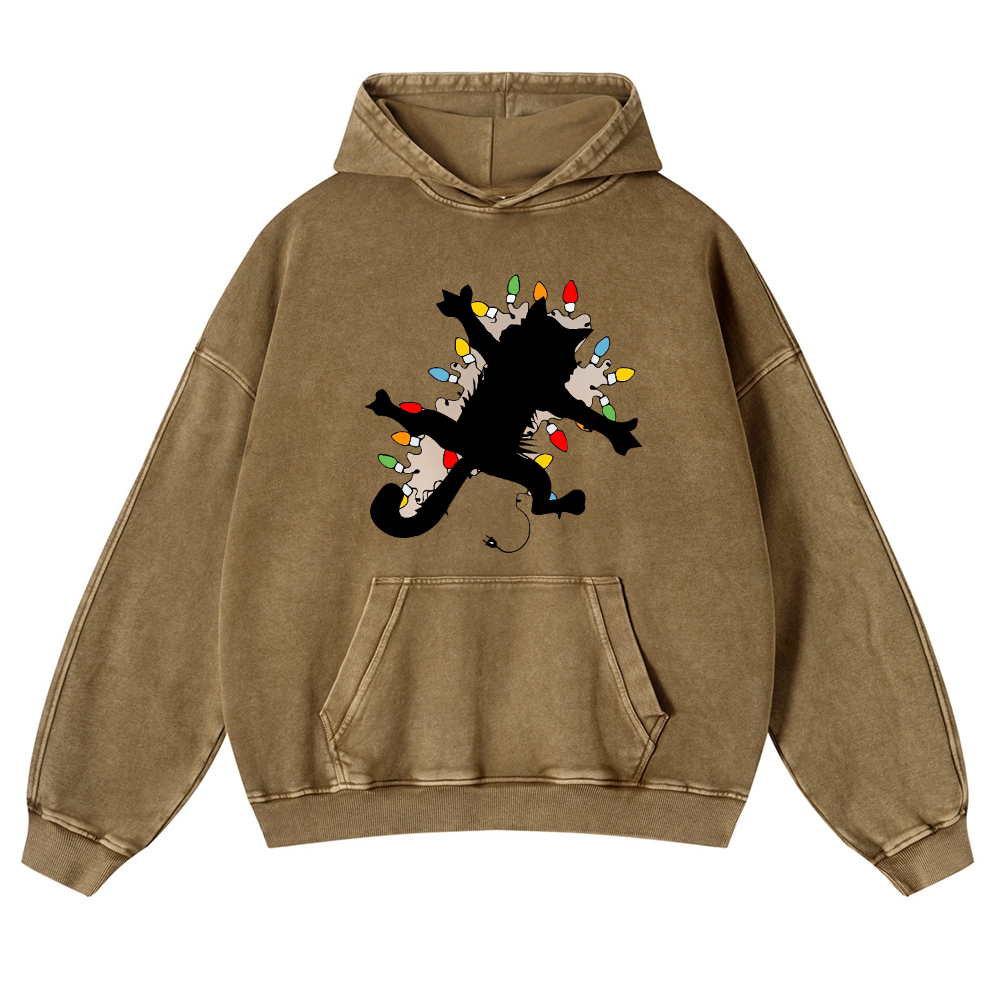 Cat Vintage Washed Thick Cotton Hoodie