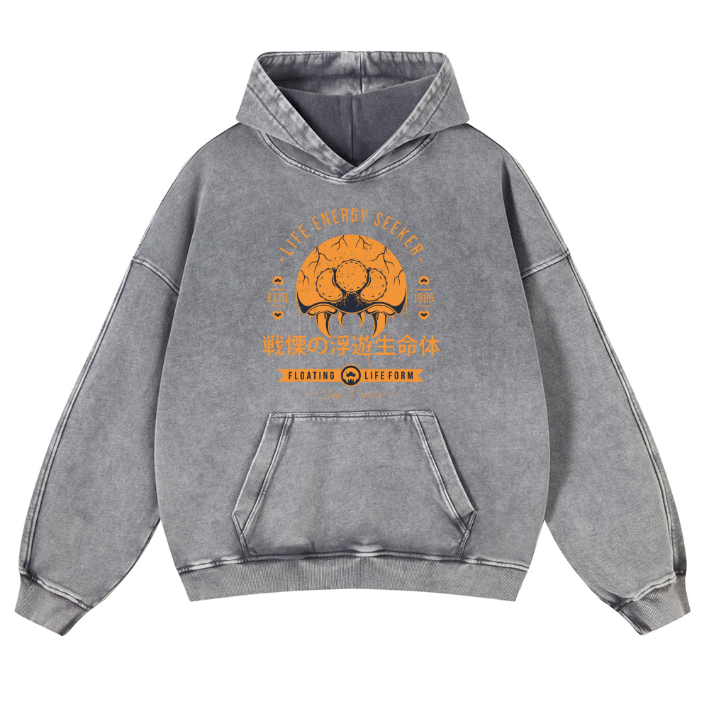 Frightening Floating Organisms Vintage Washed Thick Cotton Hoodie