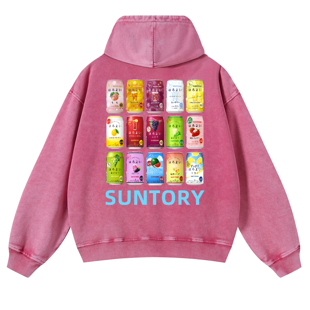 Suntory Vintage Washed Cotton Back Art Hoodie