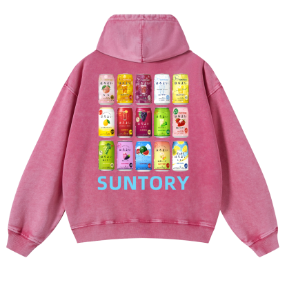 Suntory Vintage Washed Cotton Back Art Hoodie