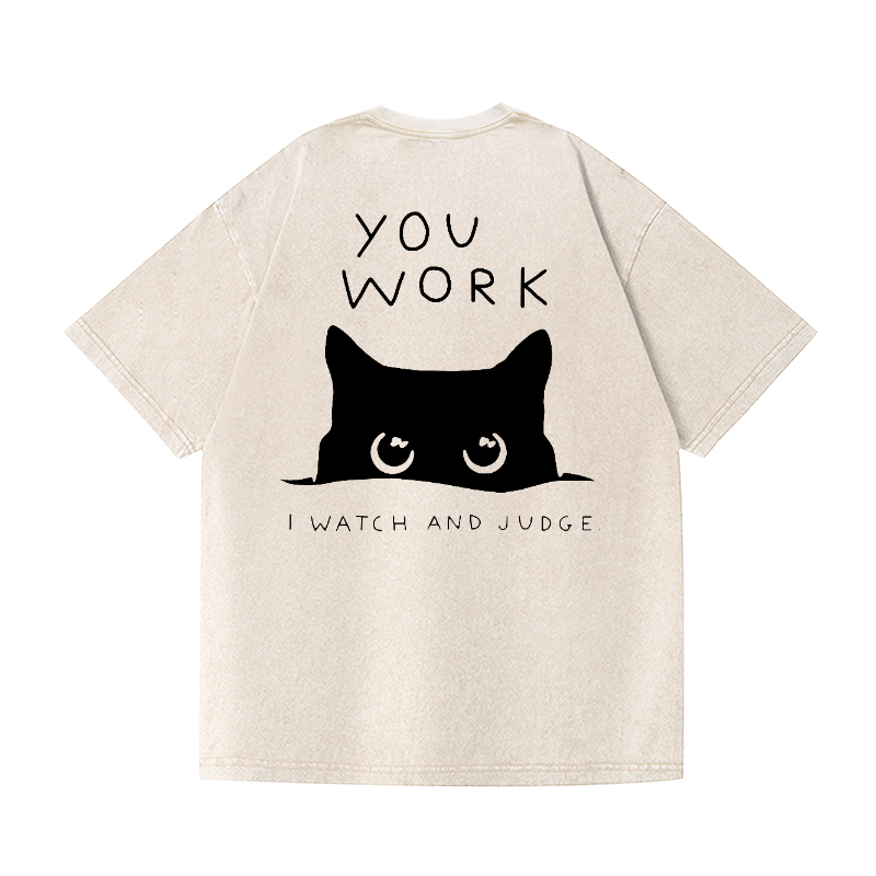 Black Cat Vintage Wash Japanese Design Back Art T-Shirt