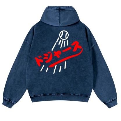 Baseball Vintage Washed Cotton Back Art Hoodie