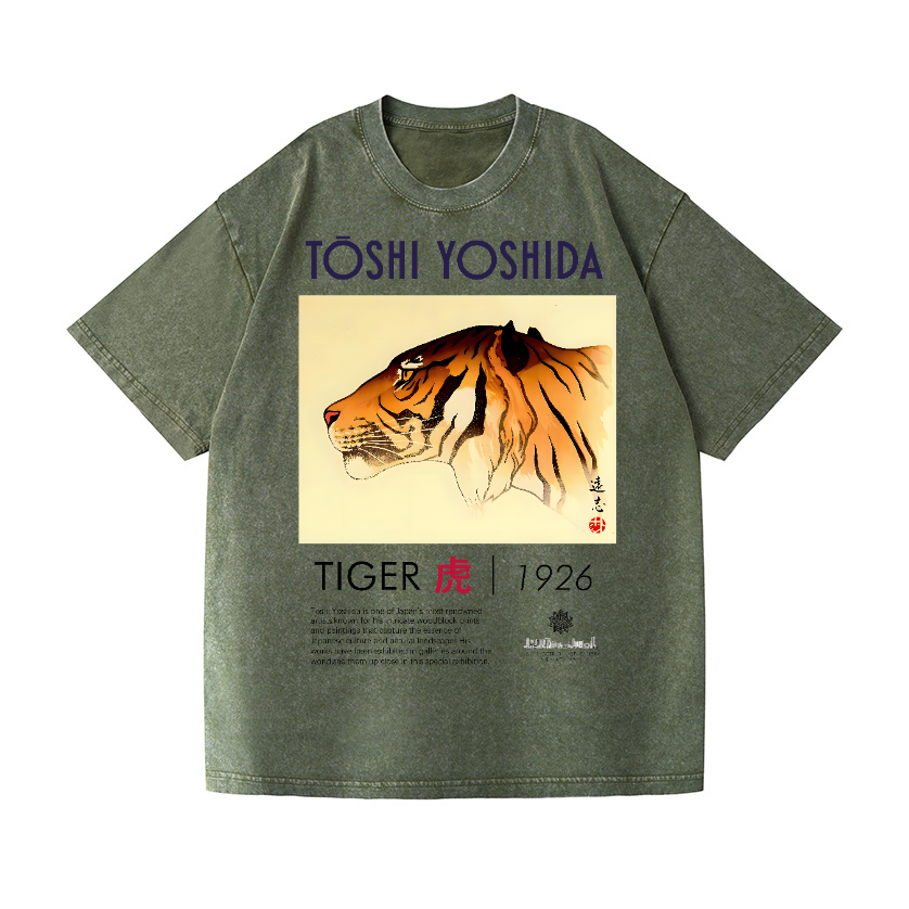 Toshi Yoshida Tiger Vintage Wash Japanese Design T-Shirt