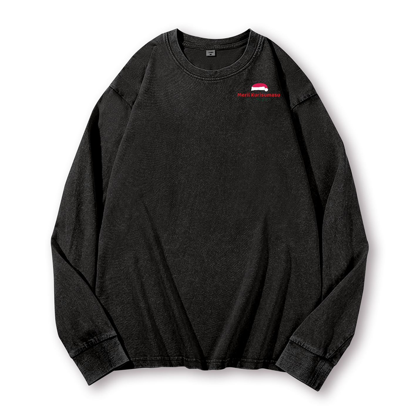 Christmas Octopus Vintage Washed Cotton Back Art Long-sleeve T-shirt