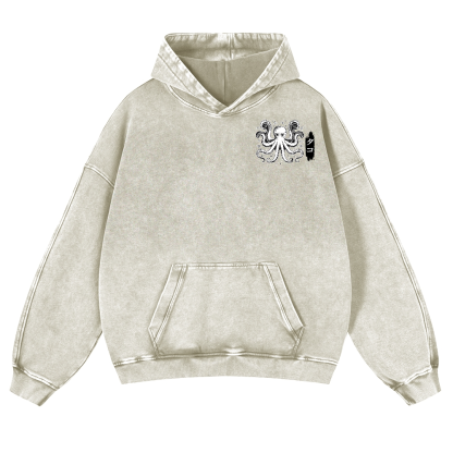 Octopus Vintage Washed Cotton Back Art Hoodie