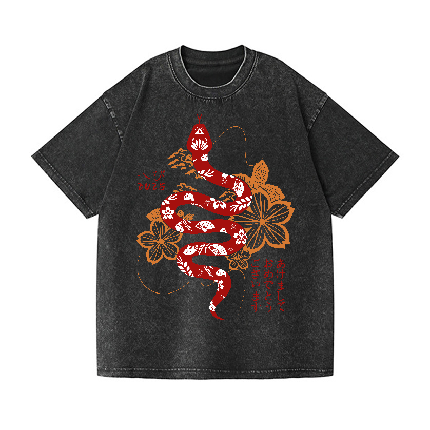 New Year Vintage Wash Japanese Design T-Shirt