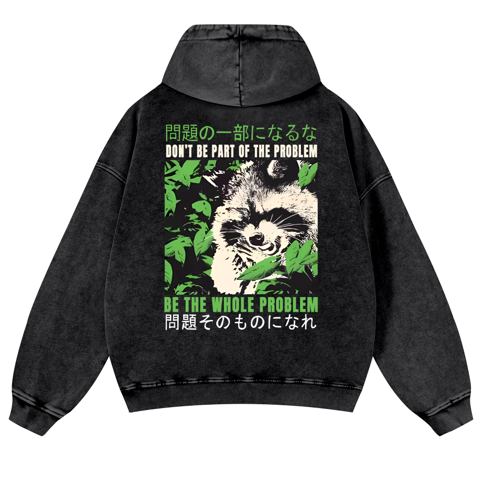 Raccoon Vintage Washed Cotton Back Art Hoodie