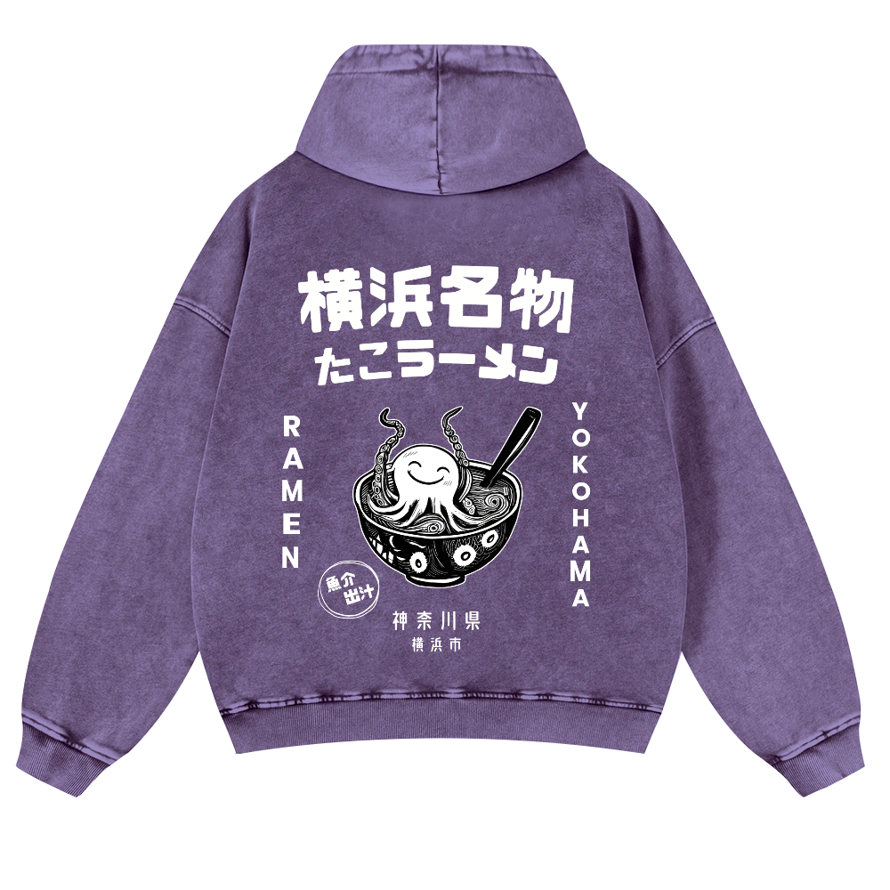Yokohama Ramen Vintage Washed Cotton Back Art Hoodie