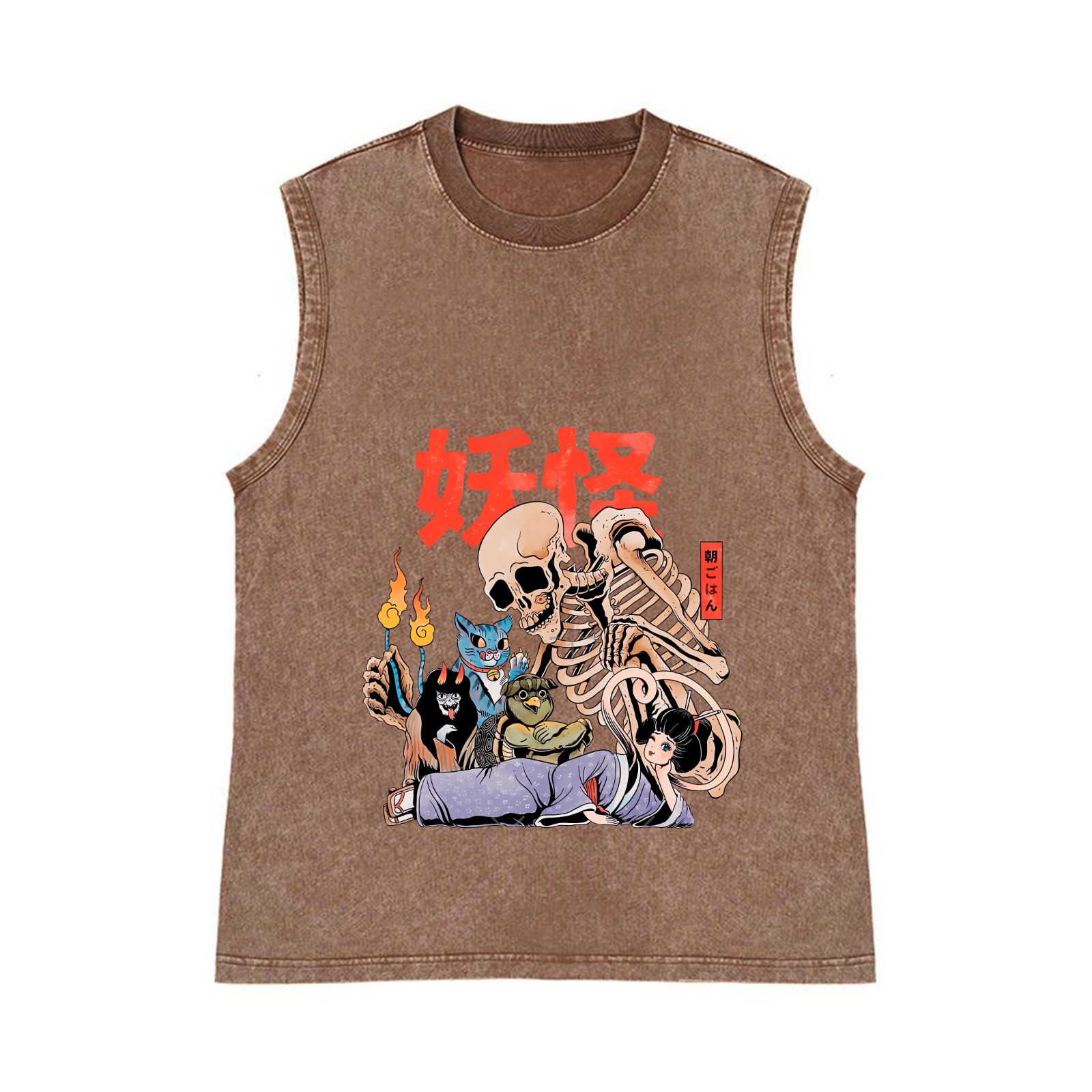 Catzilla Pure Cotton Wash-Dyed Sleeveless Tank Top