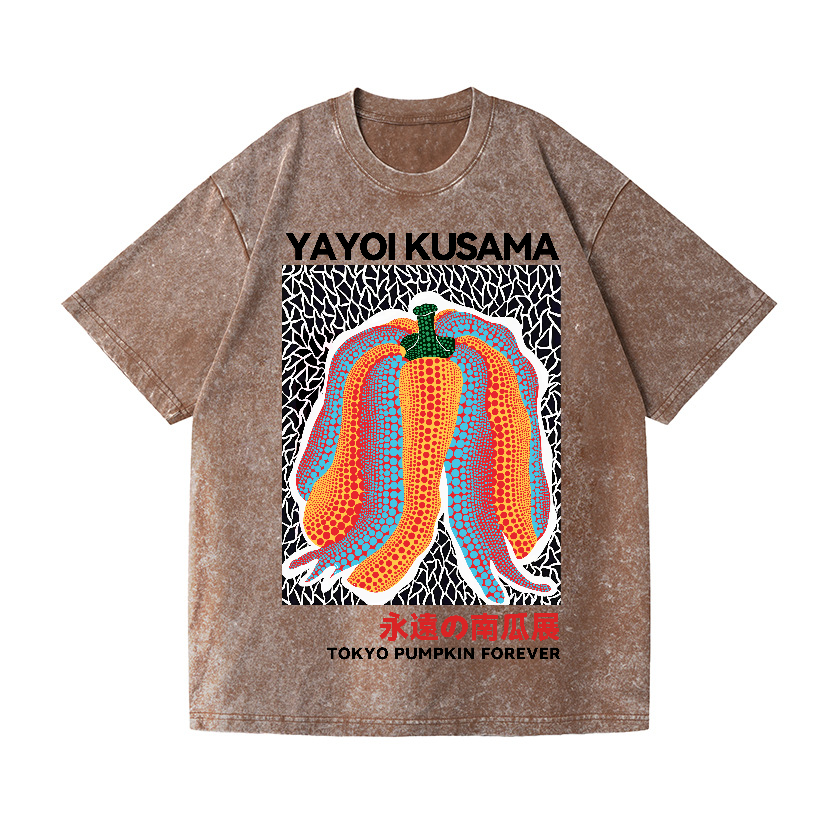 ミルク T.yayoi Yayoi Kusama Pumpkin Vintage Wash Japanese Design T-Shirt