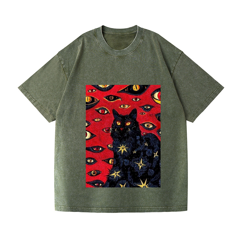 Cat Vintage Wash Japanese Design T-Shirt
