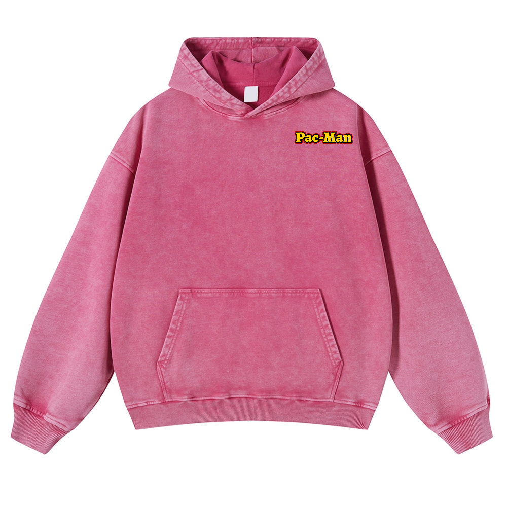 Pacman Vintage Washed Cotton Back Art Hoodie