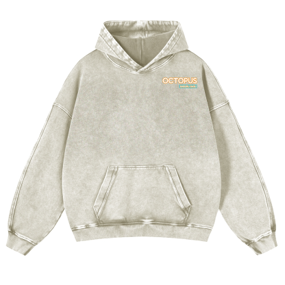 Bubble Bath Octopus Vintage Washed Cotton Back Art Hoodie