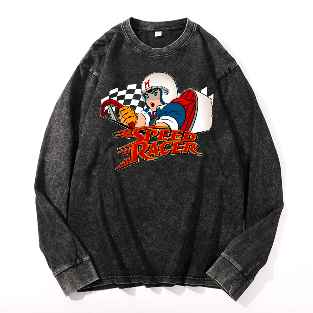 Speed Racer Vintage Cotton Wash Crewneck Sweatshirt